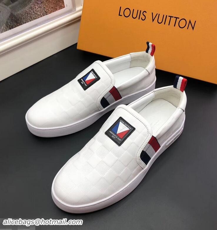 Grade Quality Louis Vuitton America's Cup Men's Slip On Sneakers LV96723 White