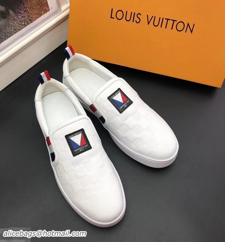 Grade Quality Louis Vuitton America's Cup Men's Slip On Sneakers LV96723 White