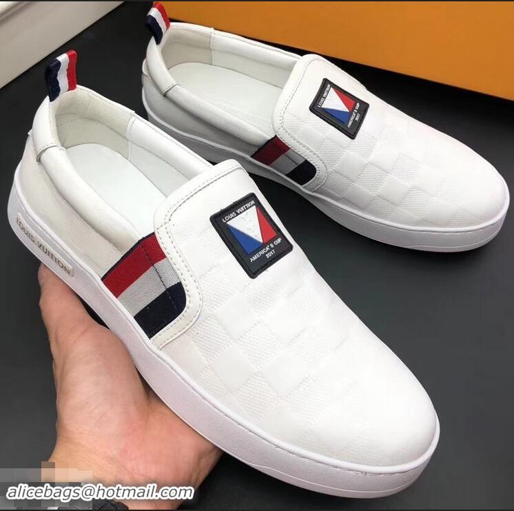 Grade Quality Louis Vuitton America's Cup Men's Slip On Sneakers LV96723 White