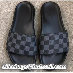 Imitation Louis Vuitton Waterfront Rubber Mules LV96727 Damier Graphite Canvas