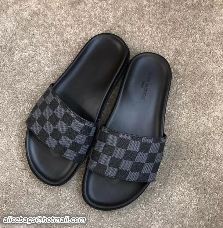 Imitation Louis Vuitton Waterfront Rubber Mules LV96727 Damier Graphite Canvas