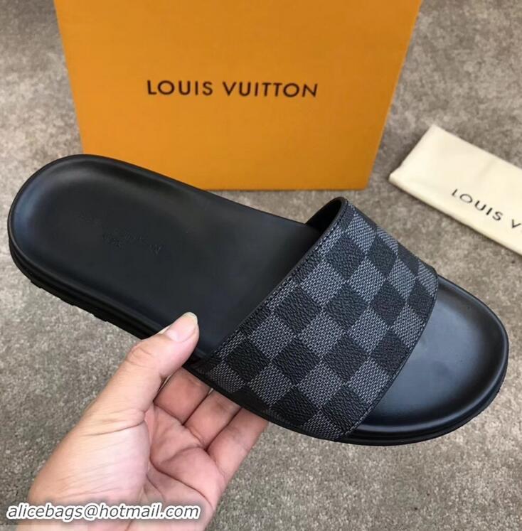 Imitation Louis Vuitton Waterfront Rubber Mules LV96727 Damier Graphite Canvas