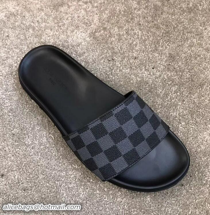 Imitation Louis Vuitton Waterfront Rubber Mules LV96727 Damier Graphite Canvas