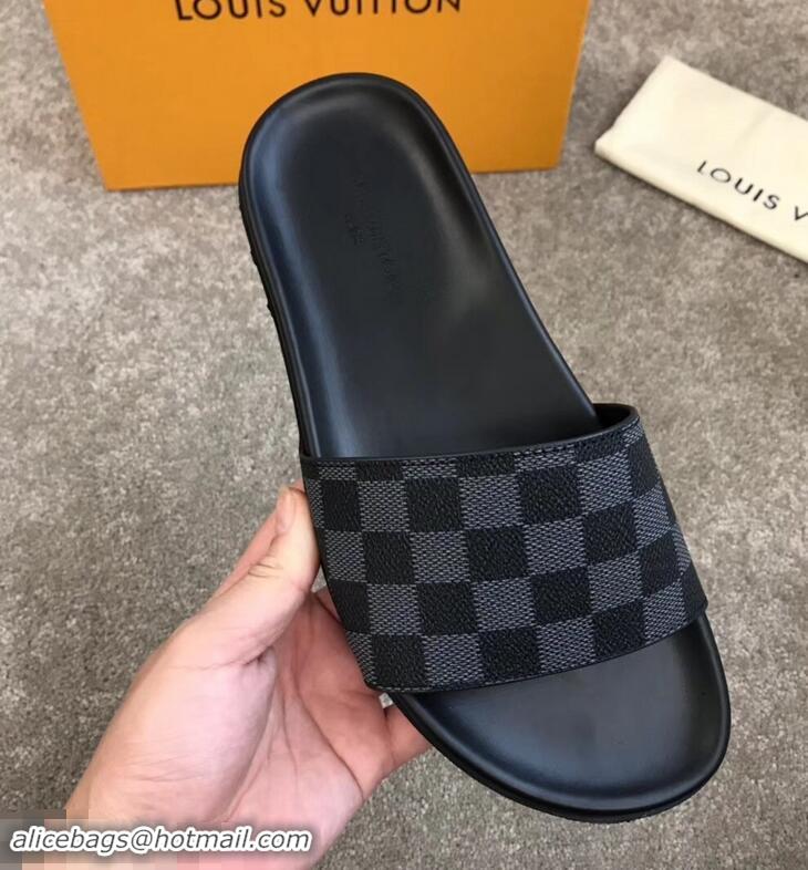 Imitation Louis Vuitton Waterfront Rubber Mules LV96727 Damier Graphite Canvas