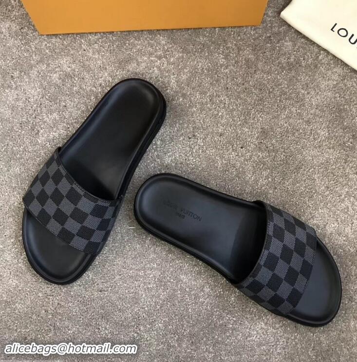 Imitation Louis Vuitton Waterfront Rubber Mules LV96727 Damier Graphite Canvas