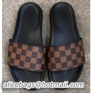 Perfect Discount Louis Vuitton Waterfront Rubber Mules LV96727 Damier Ebene Canvas