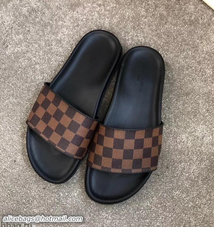 Perfect Discount Louis Vuitton Waterfront Rubber Mules LV96727 Damier Ebene Canvas