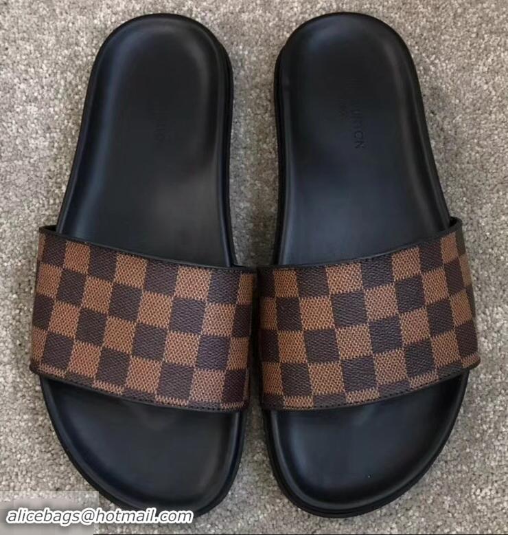 Perfect Discount Louis Vuitton Waterfront Rubber Mules LV96727 Damier Ebene Canvas