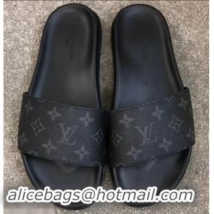 Hot Sell Louis Vuitton Waterfront Rubber Mules LV96727 Monogram Eclipse Canvas