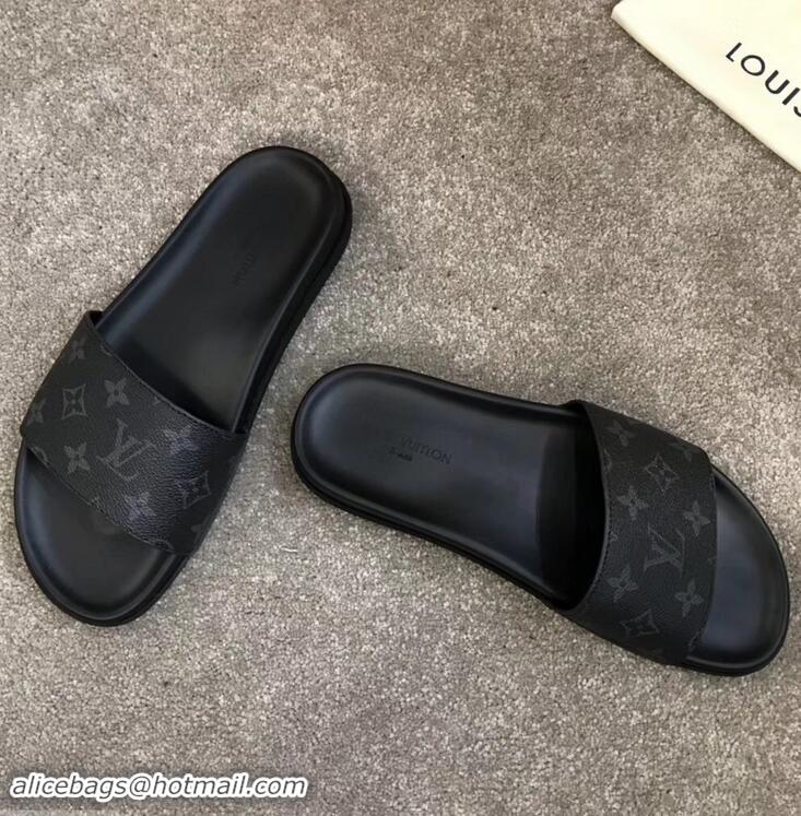 Hot Sell Louis Vuitton Waterfront Rubber Mules LV96727 Monogram Eclipse Canvas