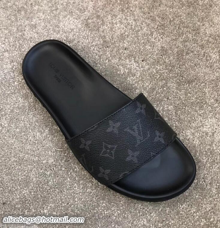 Hot Sell Louis Vuitton Waterfront Rubber Mules LV96727 Monogram Eclipse Canvas