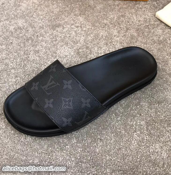 Hot Sell Louis Vuitton Waterfront Rubber Mules LV96727 Monogram Eclipse Canvas