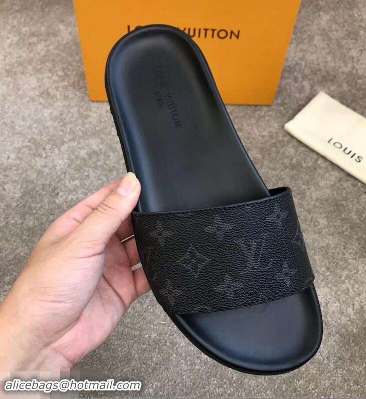 Hot Sell Louis Vuitton Waterfront Rubber Mules LV96727 Monogram Eclipse Canvas