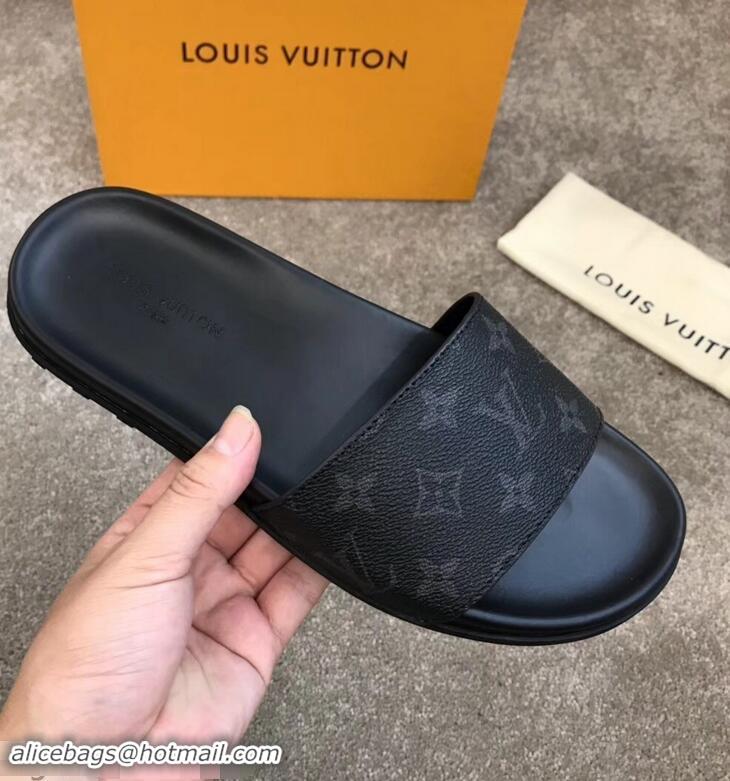 Hot Sell Louis Vuitton Waterfront Rubber Mules LV96727 Monogram Eclipse Canvas