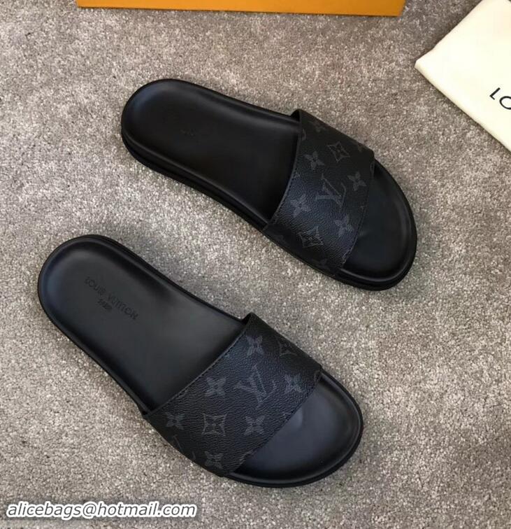 Hot Sell Louis Vuitton Waterfront Rubber Mules LV96727 Monogram Eclipse Canvas