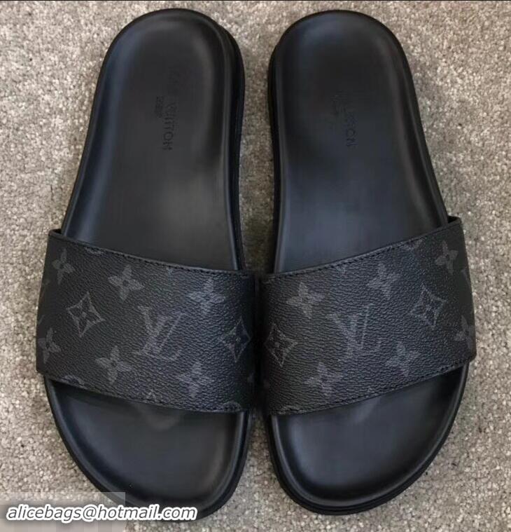 Hot Sell Louis Vuitton Waterfront Rubber Mules LV96727 Monogram Eclipse Canvas