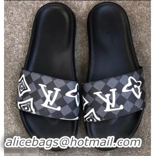 Best Price Louis Vuitton Waterfront Rubber Mules LV96727 Logo Print Black