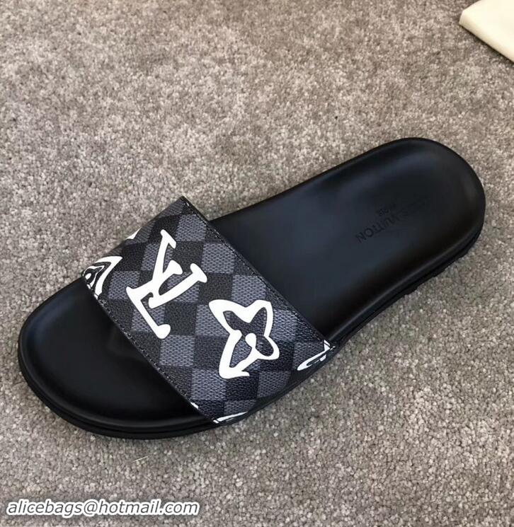 Best Price Louis Vuitton Waterfront Rubber Mules LV96727 Logo Print Black