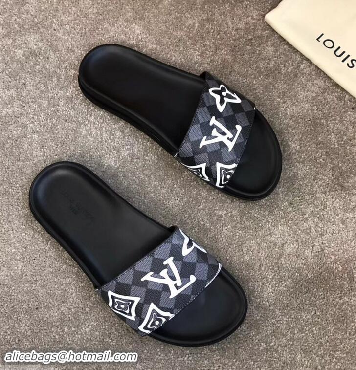 Best Price Louis Vuitton Waterfront Rubber Mules LV96727 Logo Print Black