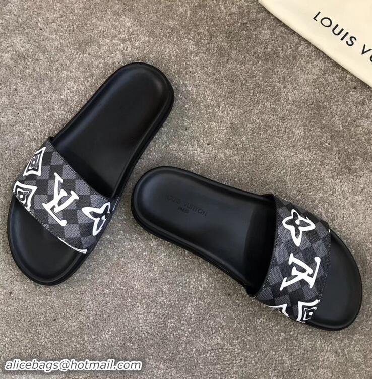 Best Price Louis Vuitton Waterfront Rubber Mules LV96727 Logo Print Black