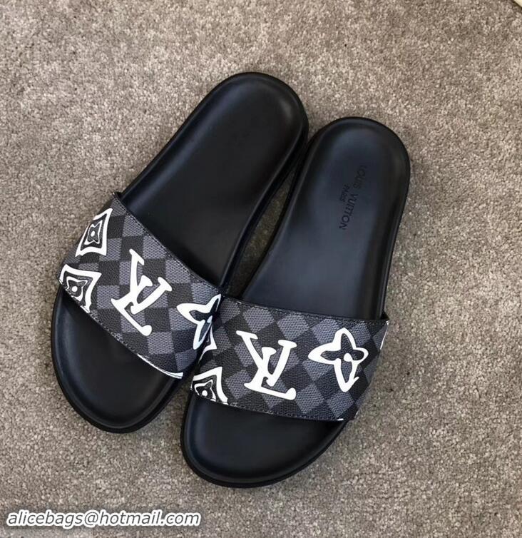 Best Price Louis Vuitton Waterfront Rubber Mules LV96727 Logo Print Black