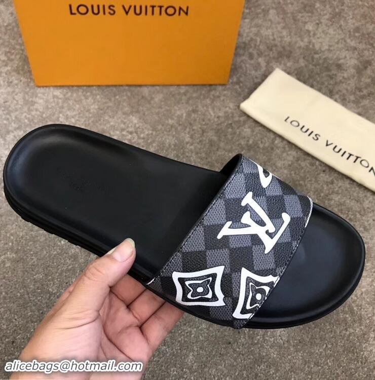 Best Price Louis Vuitton Waterfront Rubber Mules LV96727 Logo Print Black