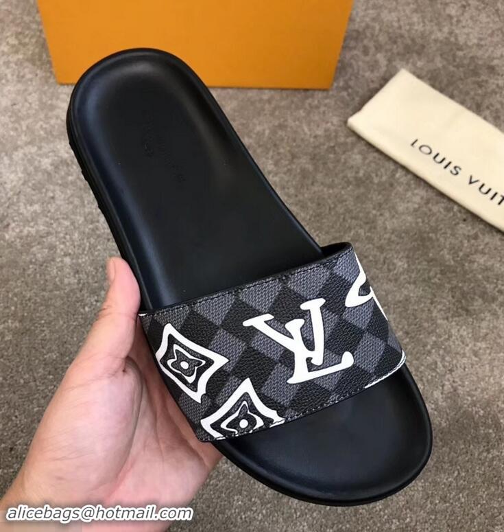 Best Price Louis Vuitton Waterfront Rubber Mules LV96727 Logo Print Black