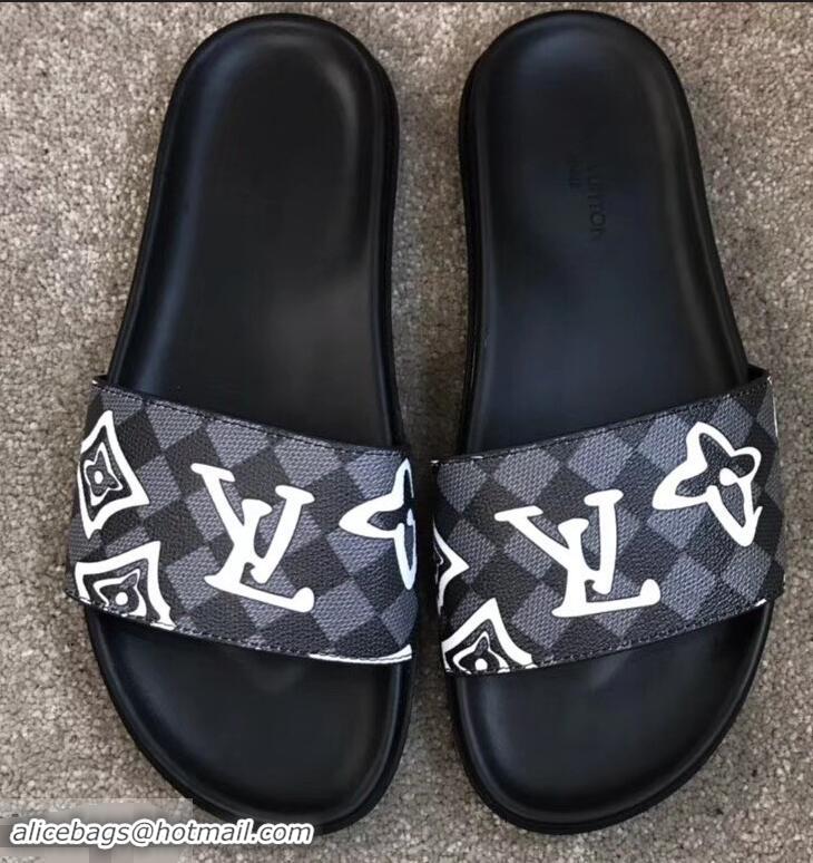 Best Price Louis Vuitton Waterfront Rubber Mules LV96727 Logo Print Black