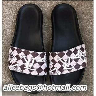 Faux Cheapest Louis Vuitton Waterfront Rubber Mules Mules LV96727 Logo Print Beige