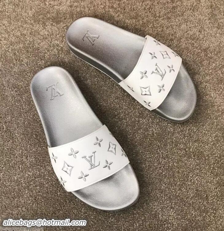 Classic Faux Louis Vuitton Waterfront Rubber Mules Mules LV96727 Monogram Silver