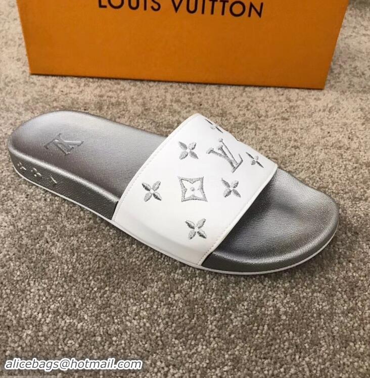 Classic Faux Louis Vuitton Waterfront Rubber Mules Mules LV96727 Monogram Silver