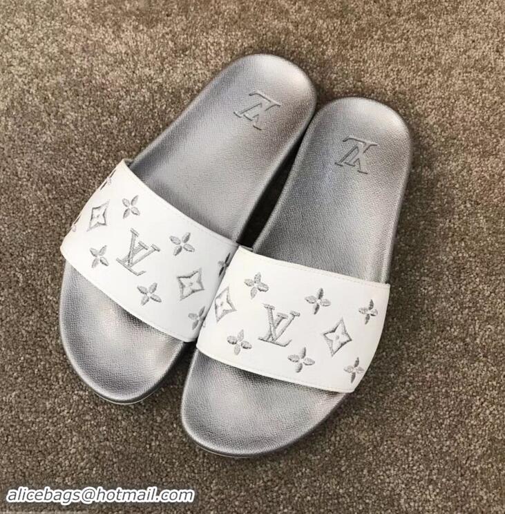 Classic Faux Louis Vuitton Waterfront Rubber Mules Mules LV96727 Monogram Silver