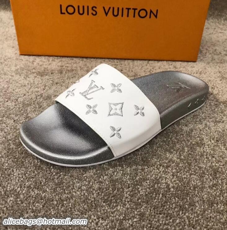 Classic Faux Louis Vuitton Waterfront Rubber Mules Mules LV96727 Monogram Silver