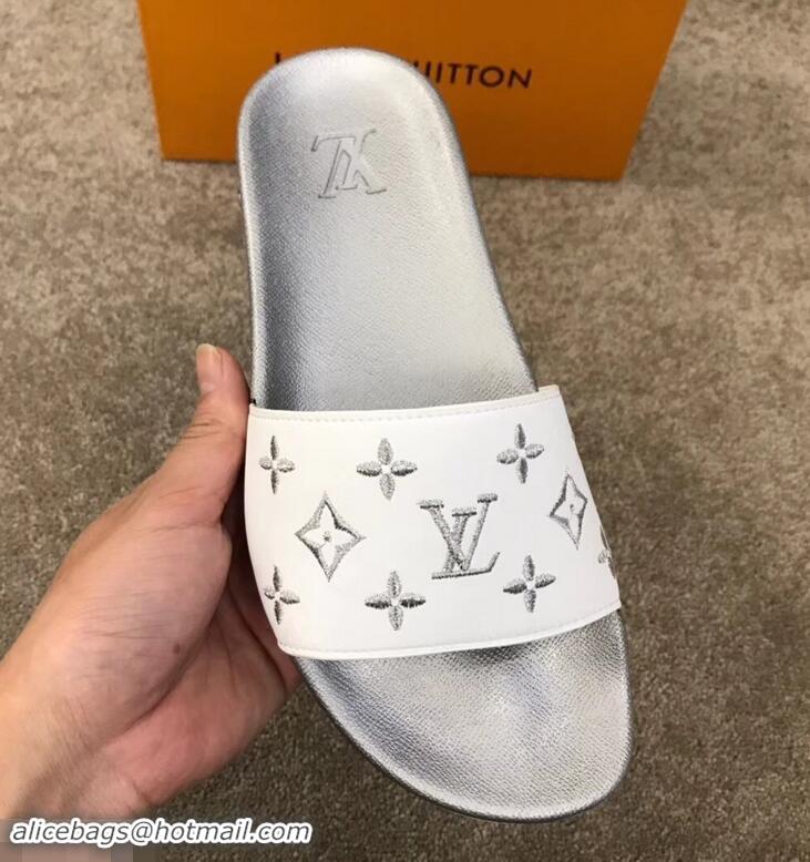 Classic Faux Louis Vuitton Waterfront Rubber Mules Mules LV96727 Monogram Silver