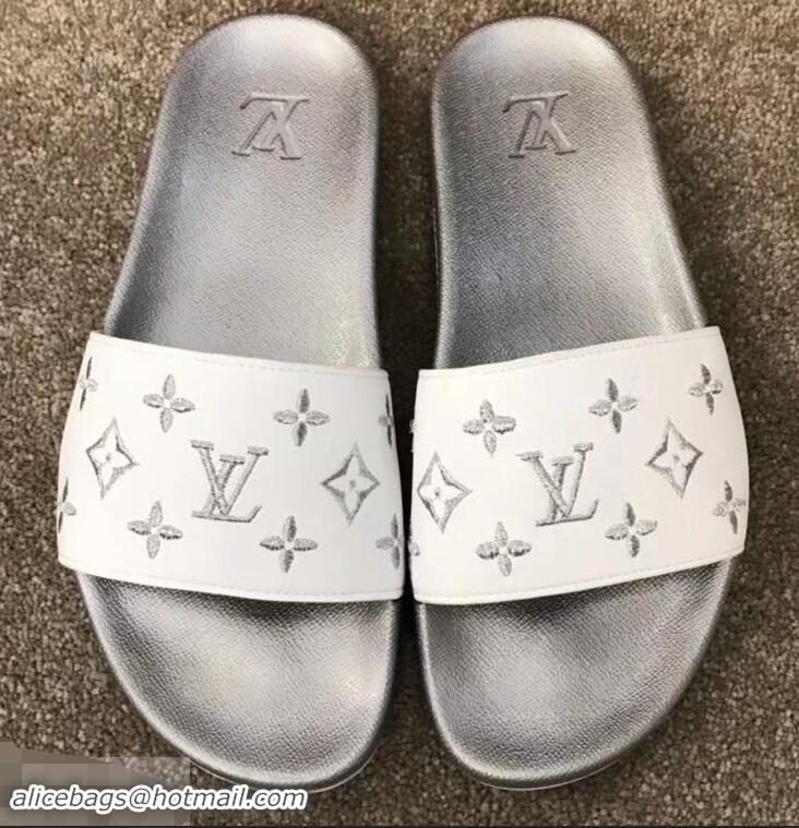 Classic Faux Louis Vuitton Waterfront Rubber Mules Mules LV96727 Monogram Silver