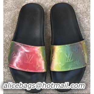 Recommended Louis Vuitton Waterfront Rubber Mules Mules LV96727 Monogram Iridescent Green