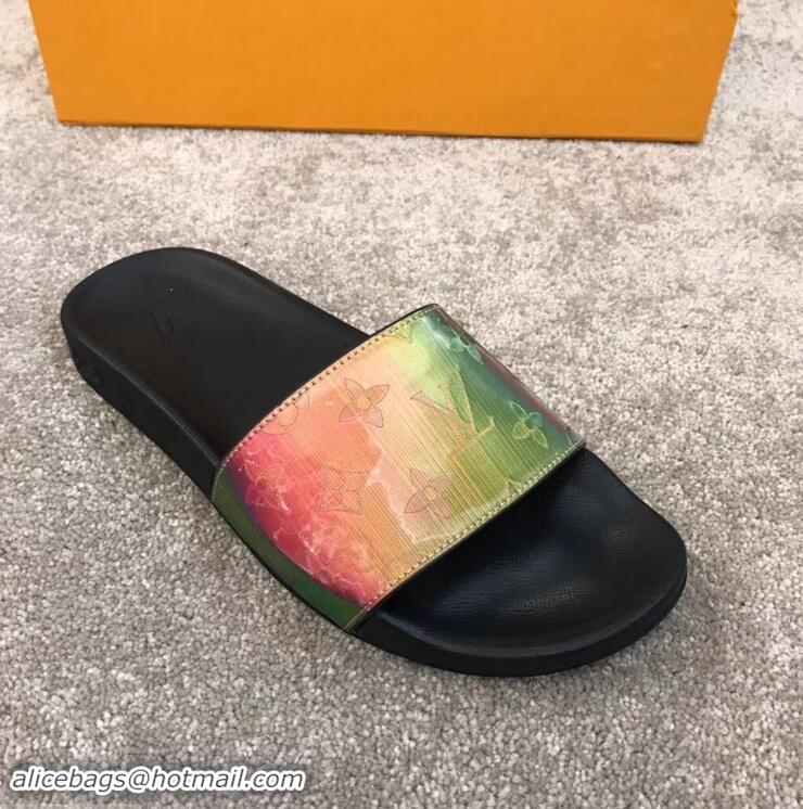 Recommended Louis Vuitton Waterfront Rubber Mules Mules LV96727 Monogram Iridescent Green