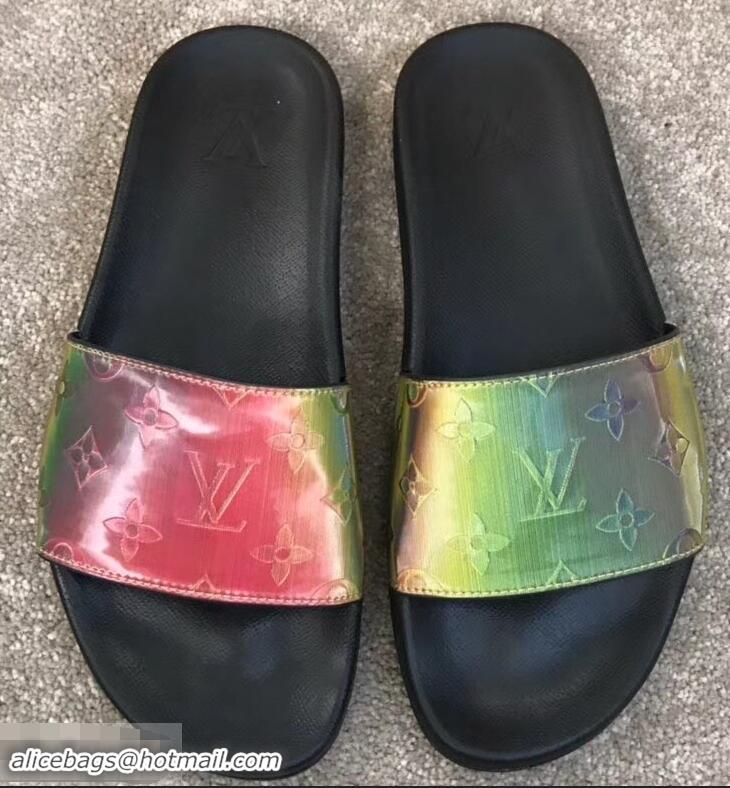 Recommended Louis Vuitton Waterfront Rubber Mules Mules LV96727 Monogram Iridescent Green