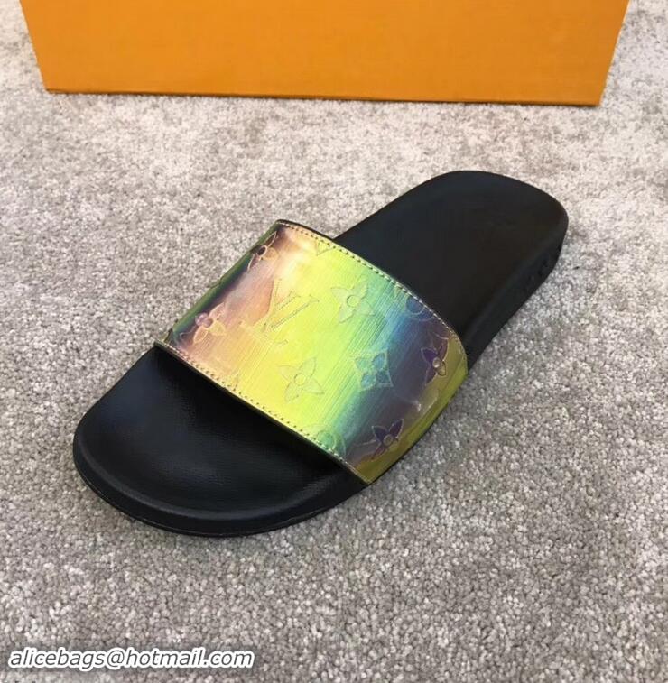 Recommended Louis Vuitton Waterfront Rubber Mules Mules LV96727 Monogram Iridescent Green