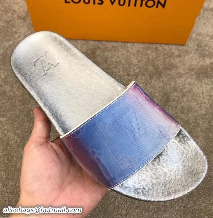 Buy Discount Louis Vuitton Waterfront Rubber Mules Mules LV96727 Monogram Iridescent Blue