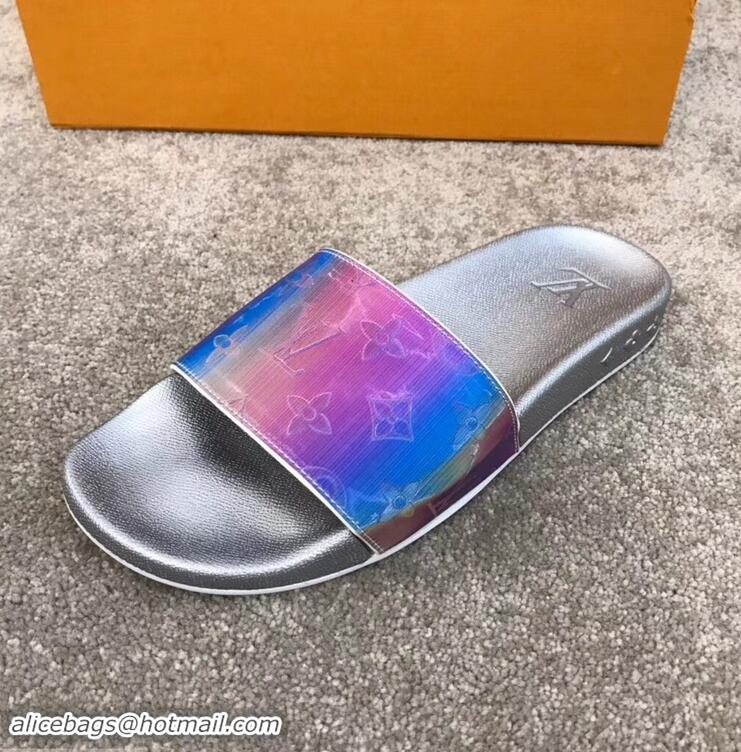 Buy Discount Louis Vuitton Waterfront Rubber Mules Mules LV96727 Monogram Iridescent Blue