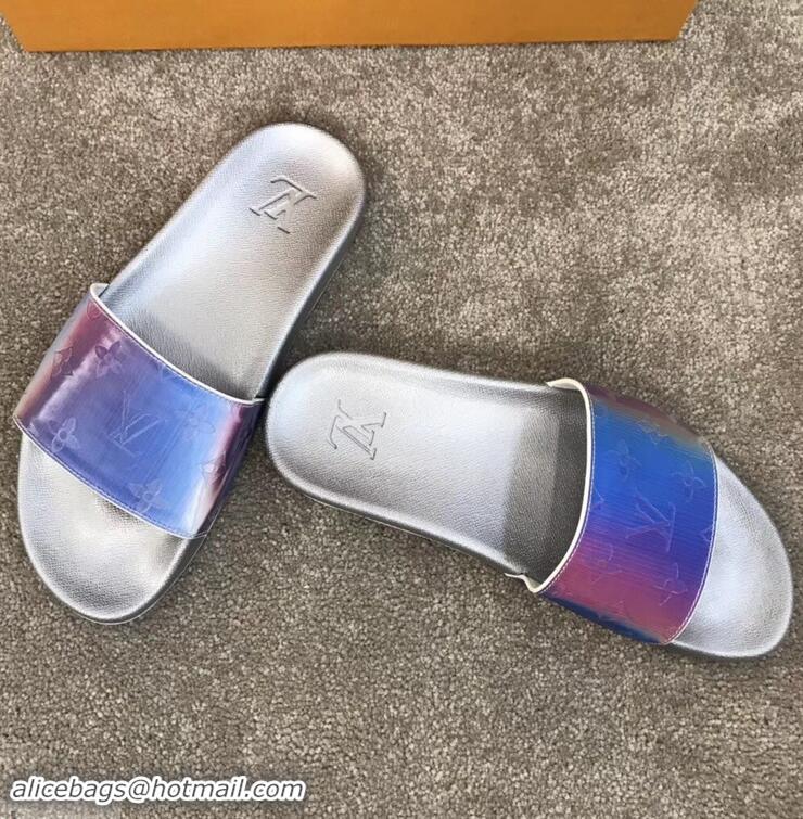 Buy Discount Louis Vuitton Waterfront Rubber Mules Mules LV96727 Monogram Iridescent Blue