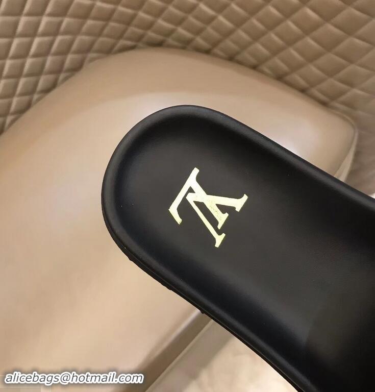 Particularly Louis Vuitton Monogram Rubber Mules LV96741 Black/Gold 2019