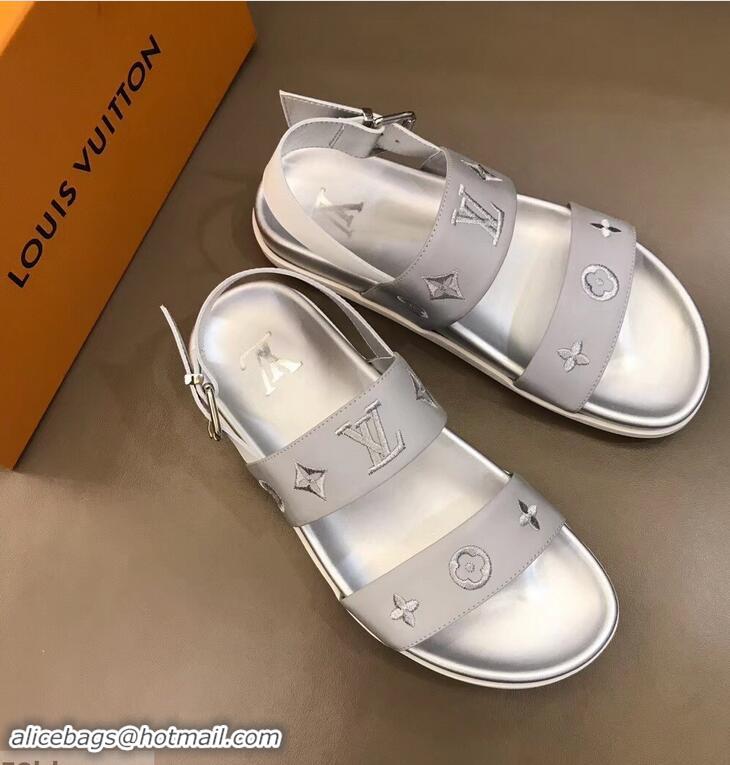 Sumptuous Louis Vuitton Monogram Rubber Sandals LV96742 Silver 2019