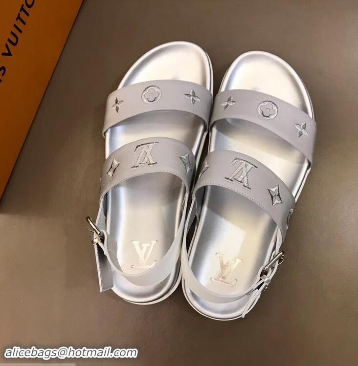 Sumptuous Louis Vuitton Monogram Rubber Sandals LV96742 Silver 2019