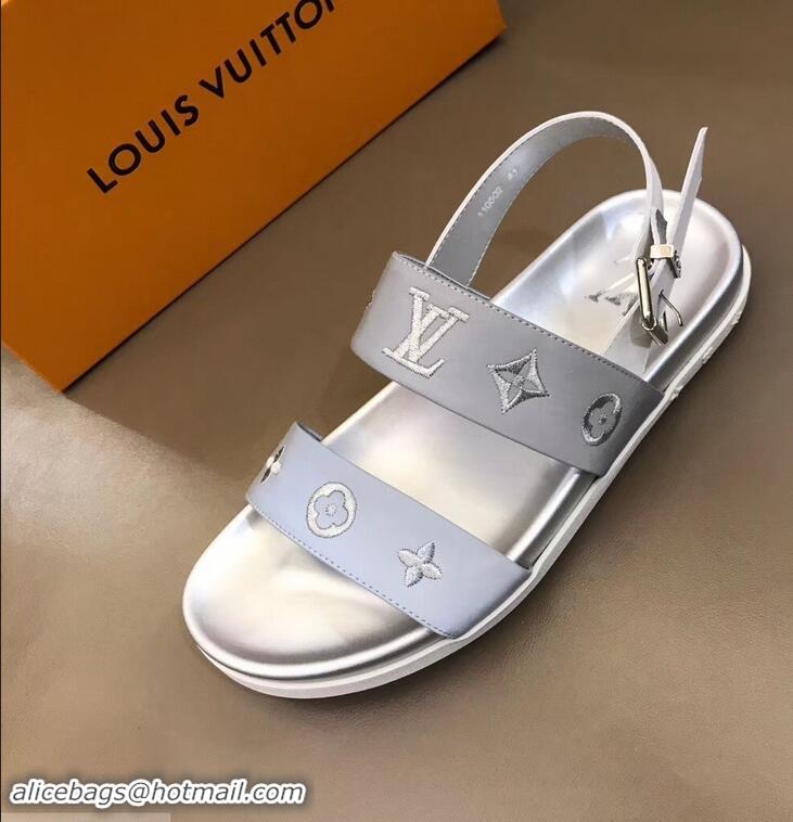 Sumptuous Louis Vuitton Monogram Rubber Sandals LV96742 Silver 2019