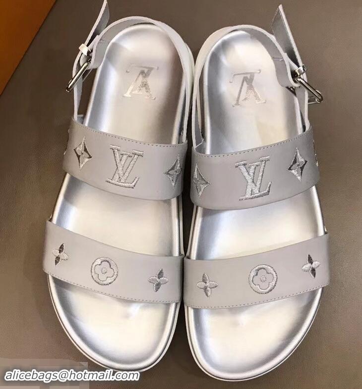 Sumptuous Louis Vuitton Monogram Rubber Sandals LV96742 Silver 2019