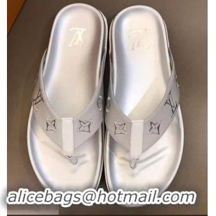 Hot Style Louis Vuitton Monogram Rubber Thong Sandals LV96743 Silver 2019