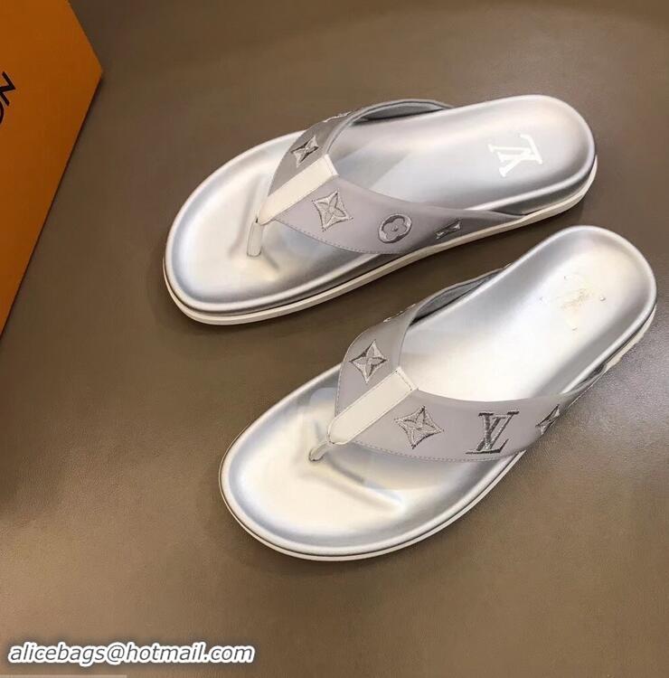 Hot Style Louis Vuitton Monogram Rubber Thong Sandals LV96743 Silver 2019