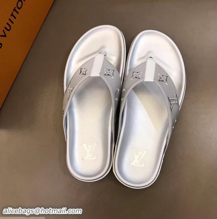 Hot Style Louis Vuitton Monogram Rubber Thong Sandals LV96743 Silver 2019